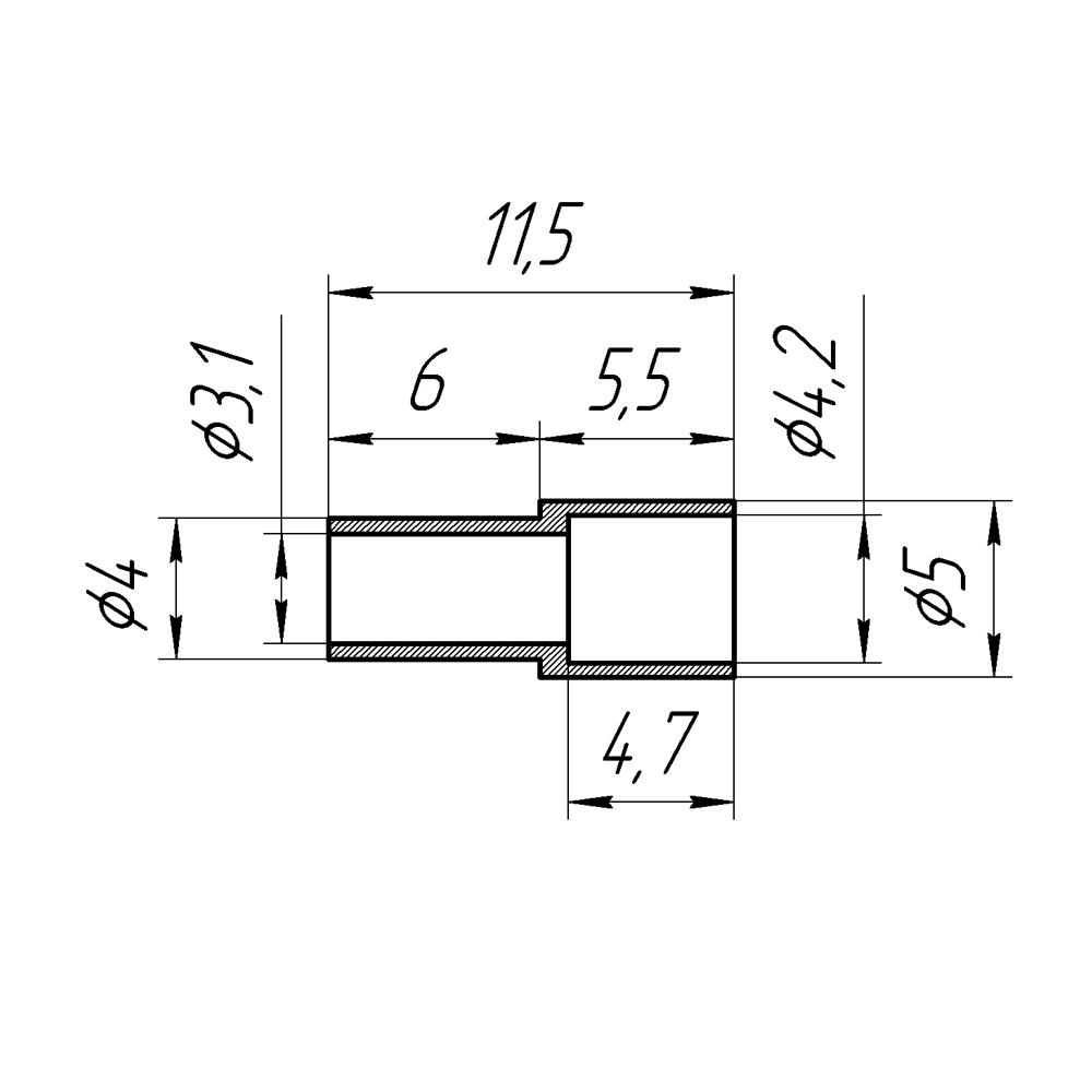 Обжимное кольцо для разъемов на кабели RG-174, RG-316 (диам. 4,0х5,0 мм)
