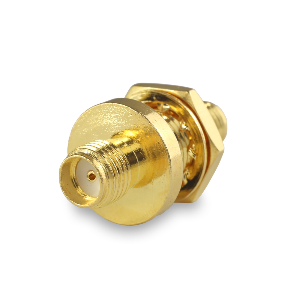 Переходник SMA(female) - SMA(female), на корпус, герметичный, с резиновым уплотнителем, с гайкой, резьба М8х0,75, с лыской