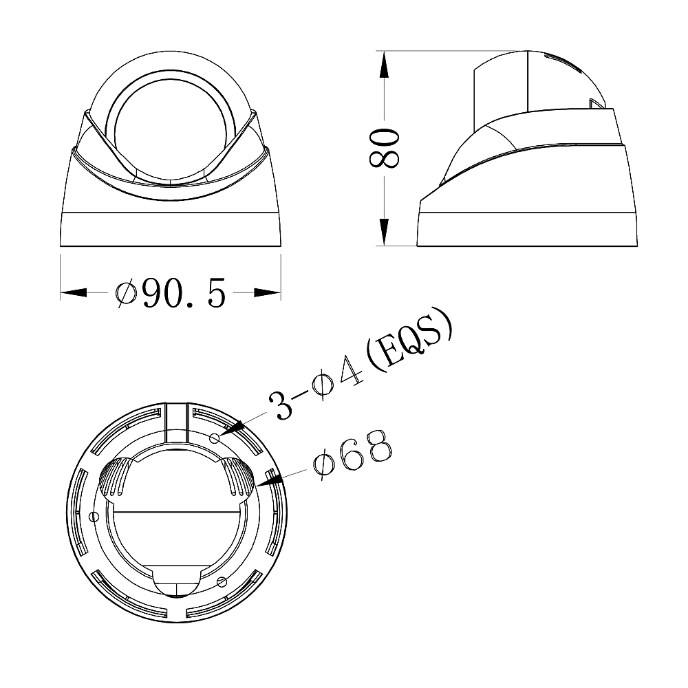 Внутренняя купольная AHD/TVI видеокамера 3 Мп 3,6 мм LIRDLAD300NA