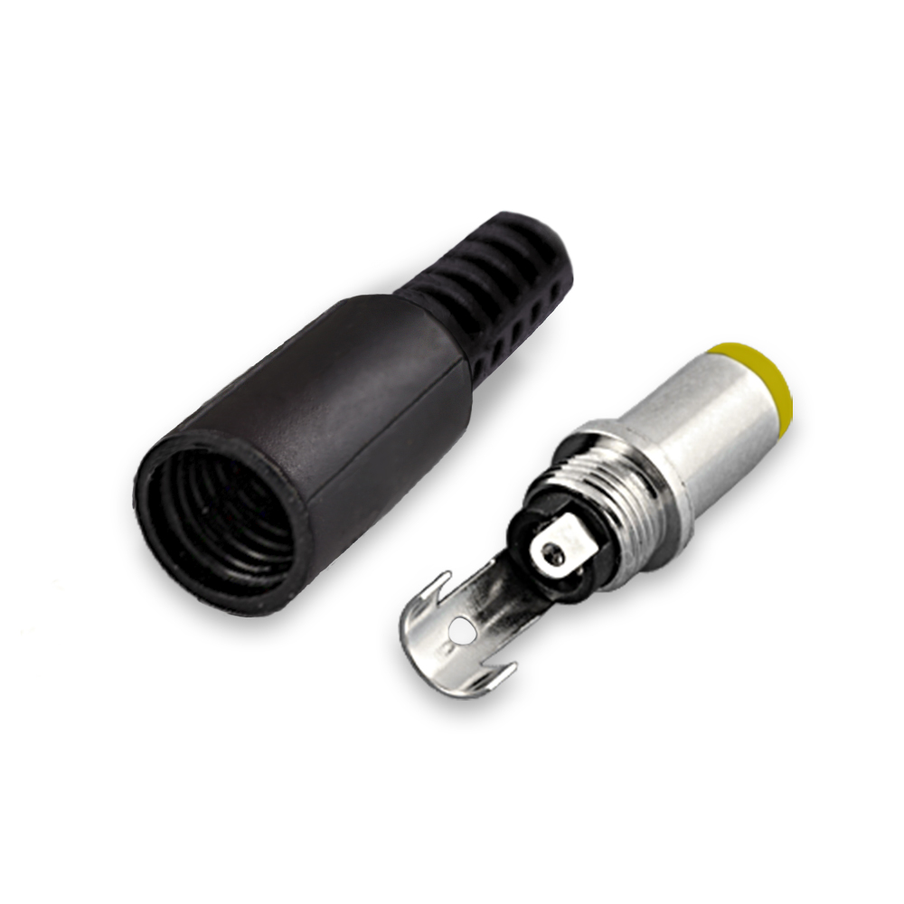 Разъем питания штекер 5,5х2,1 под пайку на кабель (подпружиненные контакты)