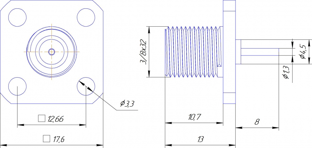 Разъем F(female) фланец P245